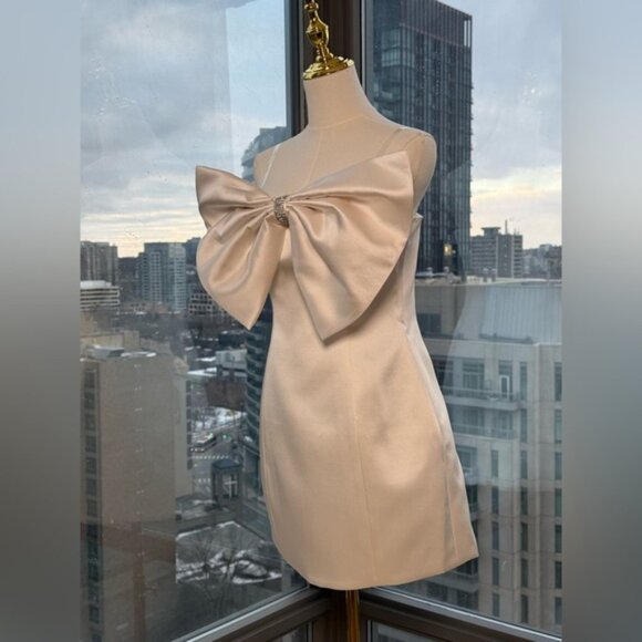 🆕 BRONX & BANCO 🧿 NWOT Evie White Strapless Bow Mini Dress, Sz M US 6 - Picture 9 of 15